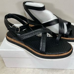 NEW Charles David Chance Black Leather Sandal, Women's Size 8 M, MSRP $169